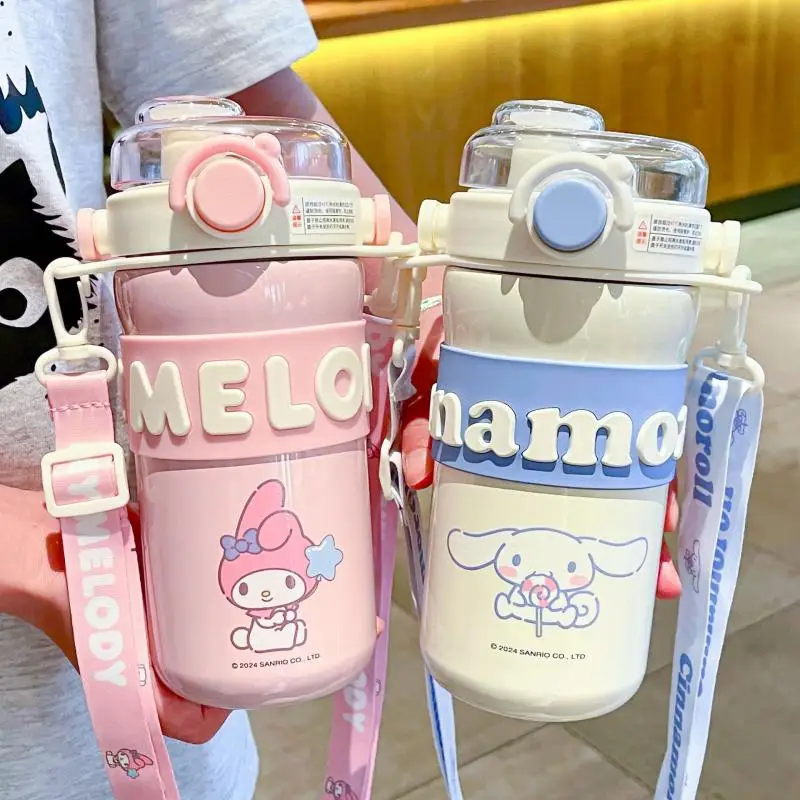 635Ml อะนิเมะ Kuromi Thermos ถ้วย Kawaii สาว My Melody ขนาดใหญ่ความจุเครื่องดื่มคู่ THERMOS ถ้วยการ์ตูนแบบพกพาของขวัญขายส่ง