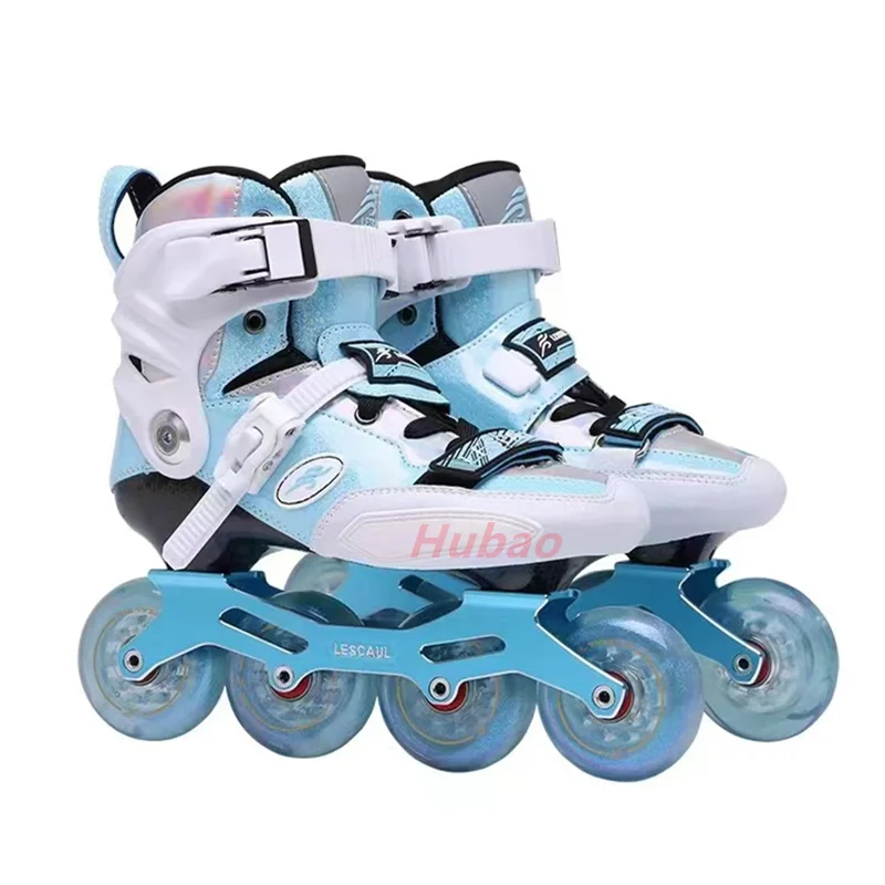 Kids Carbon Fiber Inline Skates Youth Speed Skates Roller Skates Figure Skates Roller Sneakers Blue Pink Size 27-38