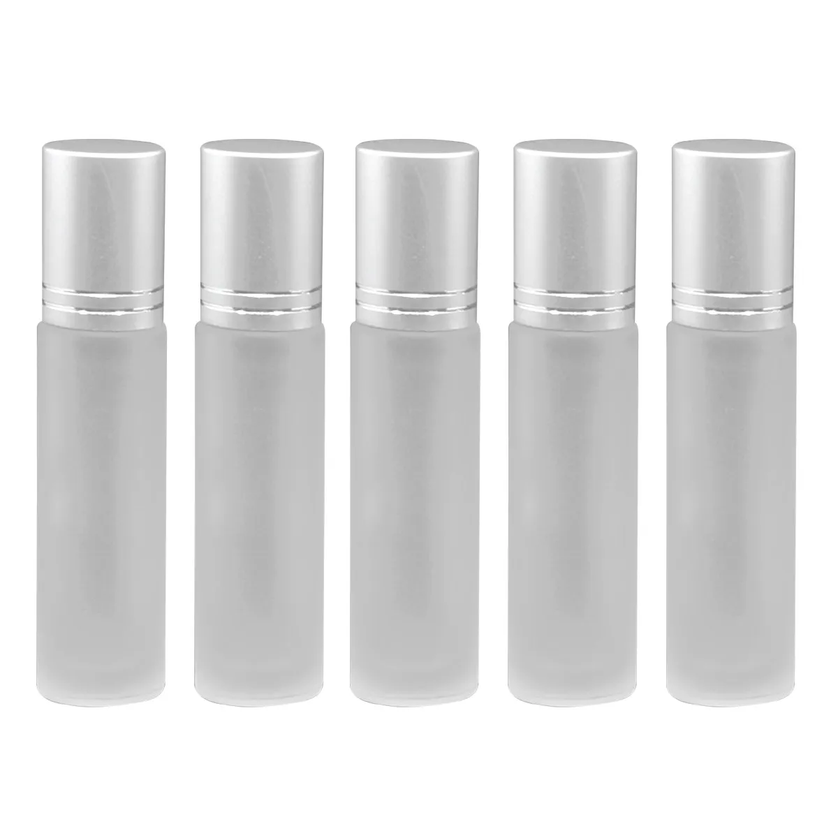 5Pcs Frosted Glass Roll Bottles 10Ml for Essential Oils Aromatherapy Perfume Roller Bottles Screw Top Lids