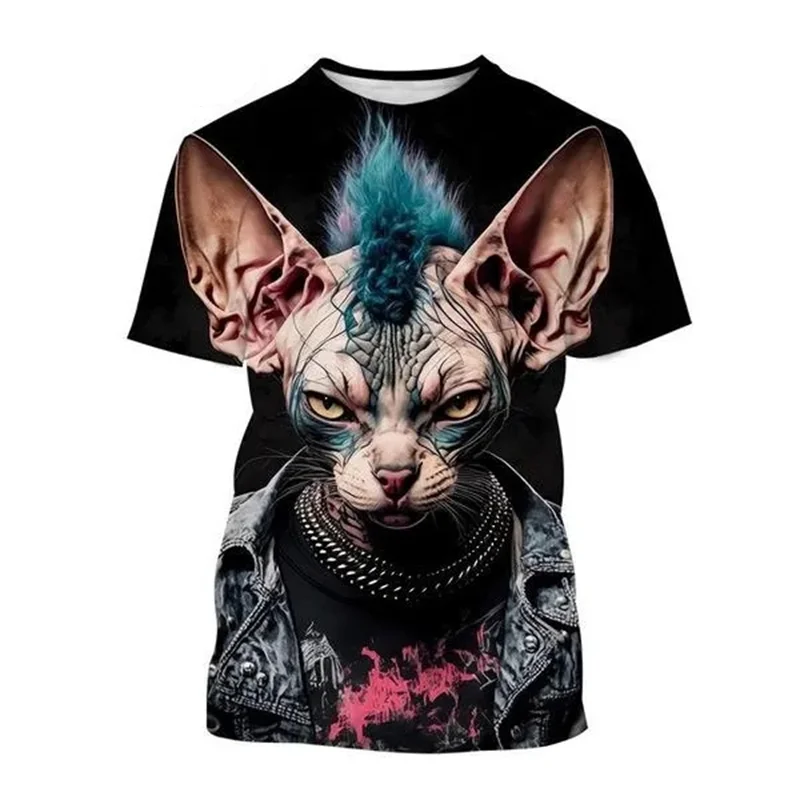 

Fashion 3D Funny Cat Printed T Shirt For Men Hip Hop Trend Harajuku Streetwear Casual O-neck Short Sleeve Tees Summer Loose Tops