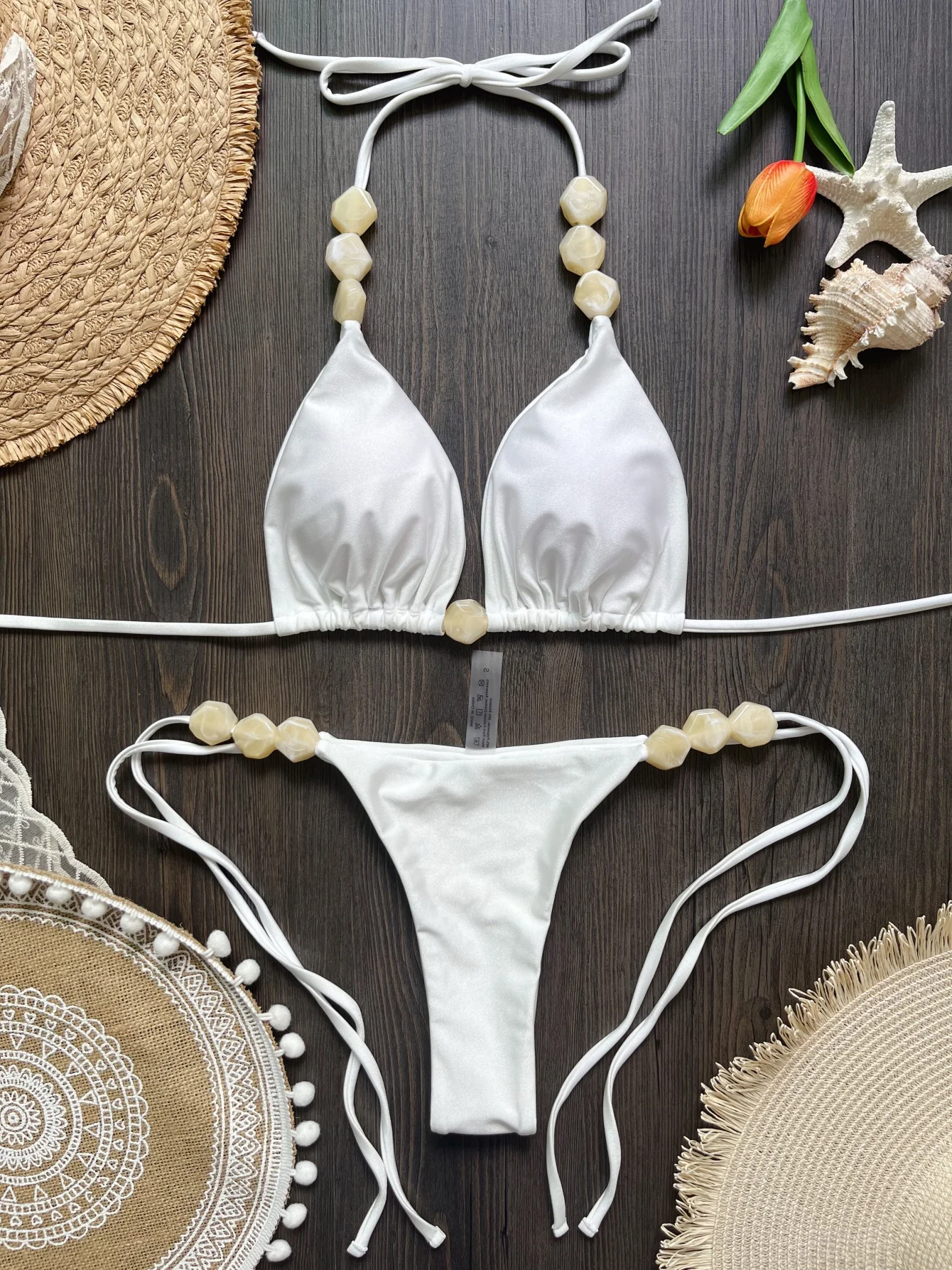 2026 Sexy Bead Bikini Swimwear Women Halter Bikini Swimsuit Beach Halter V Neck Bikini Set Beachwear Summer Bathing Suit - Image 6