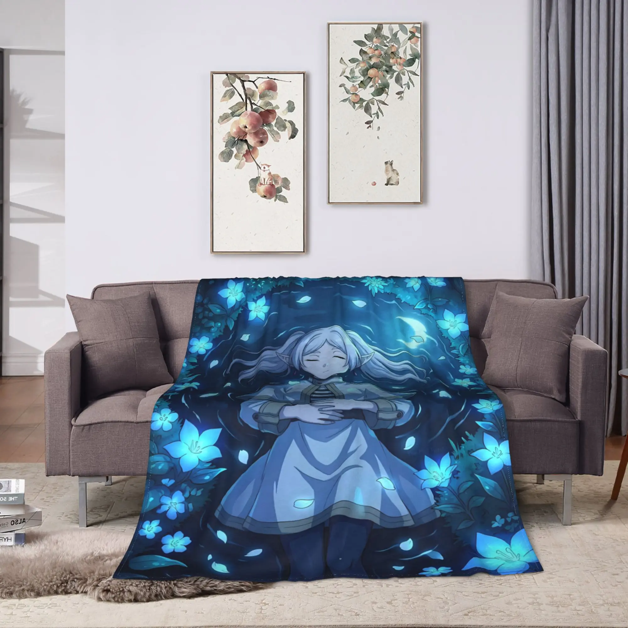 Frierens Beyonds Journeys End Fern Girl Anime Warm Soft Blankets Plush Bedding Throws Home Decor Flannel Bedspread Bed Cover