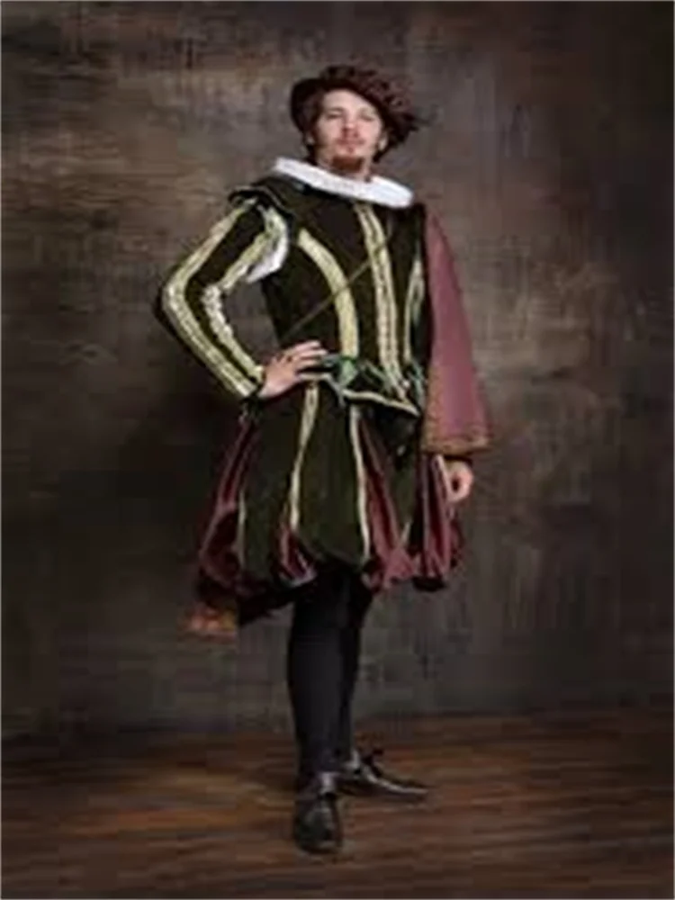 MenTudor Reis Elisabetanas Aristocrata Príncipe Vitoriano Traje Renascentista Tribunal Real Vestido de Baile Feito Sob Encomenda