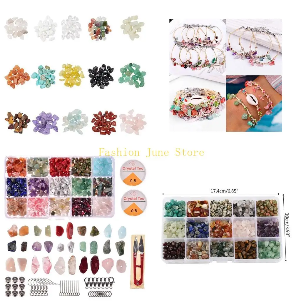 N5KA 1 Set Natural Irregular Gemstones Beads with Jump Rings Ear Hooks Scissors