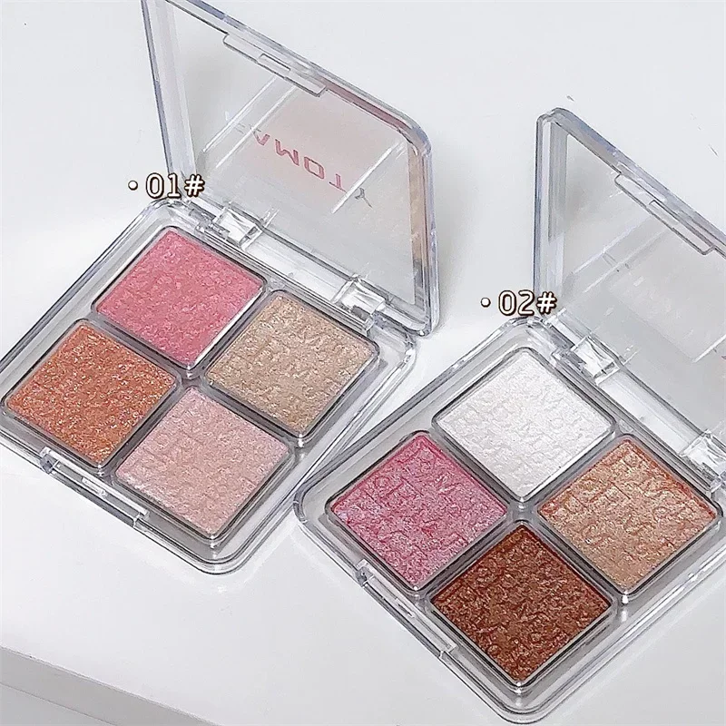 4 Colors Diamond Highlighter Powder Palette Glitter Face Contour Brighten Makeup Shimmer Ultra-concentrated Illuminate Cosmetics