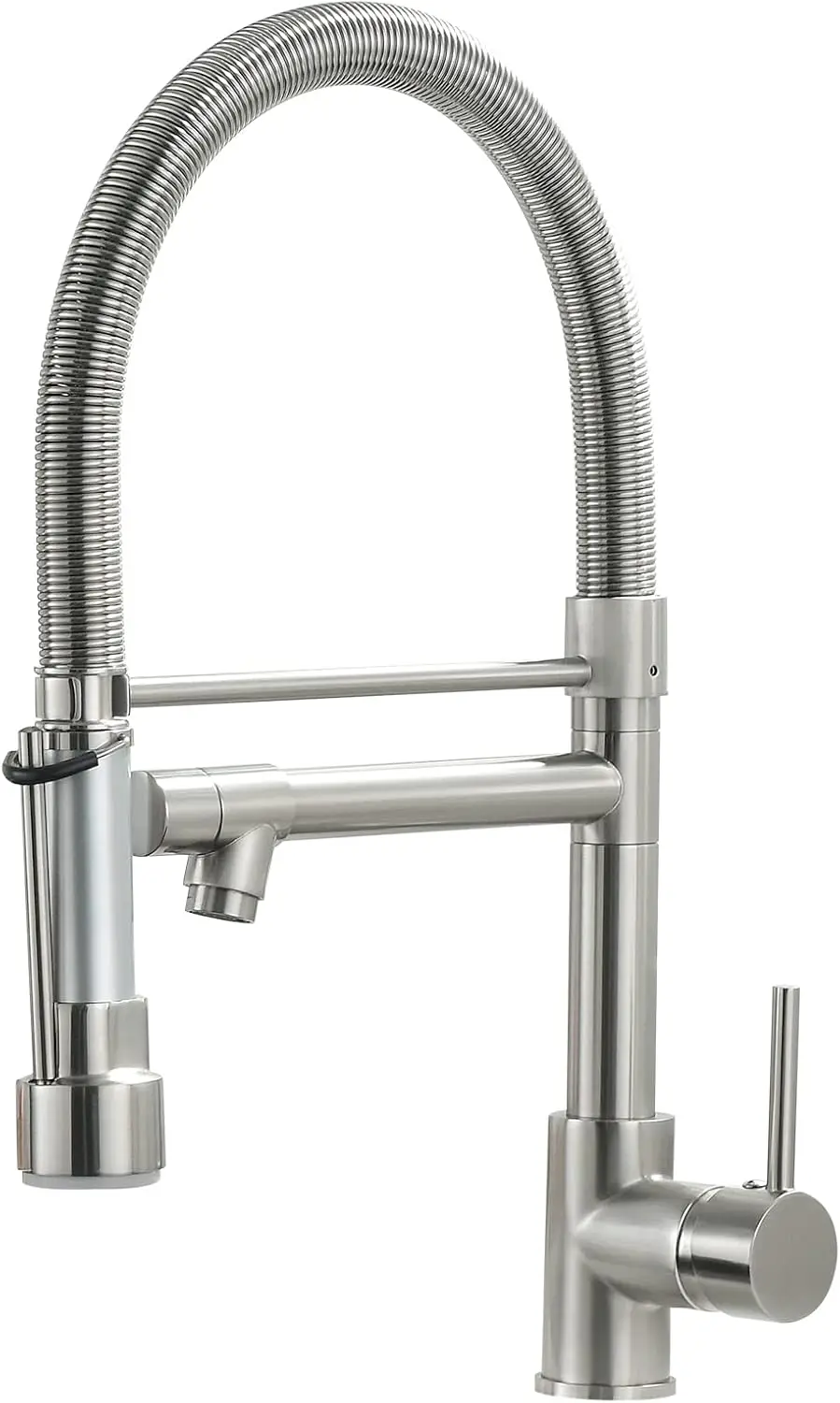 

Pull Down Kitchen Faucet with Lock Sprayer,Single Handle Spring Stainless Steel Kitchen Sink Faucet Brushed Nickel