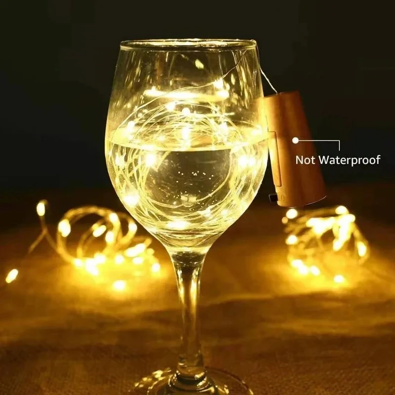 Imagem -05 - Solar Wine Bottle String Light 20leds Fio de Cobre Luzes de Fadas Forma de Cortiça Lâmpada de Natal Festa de Casamento Decoração do Jardim 10 Pcs