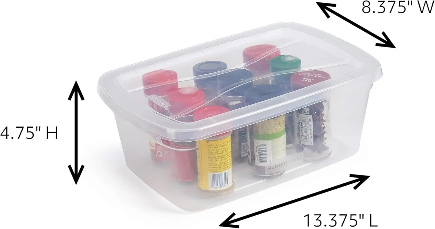 6 Qt Clear Storage Bins with Latching Lids, 12-Pack, Stackable, BPA-Free, Made in USA