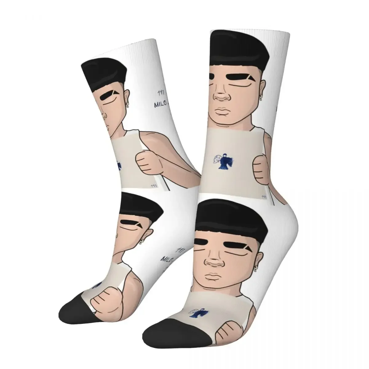 Funny Crazy compression Milo J SOL MARIA Drawing Sock for Men Hip Hop Harajuku Milo J Happy Boys Crew Sock Novelty Gift