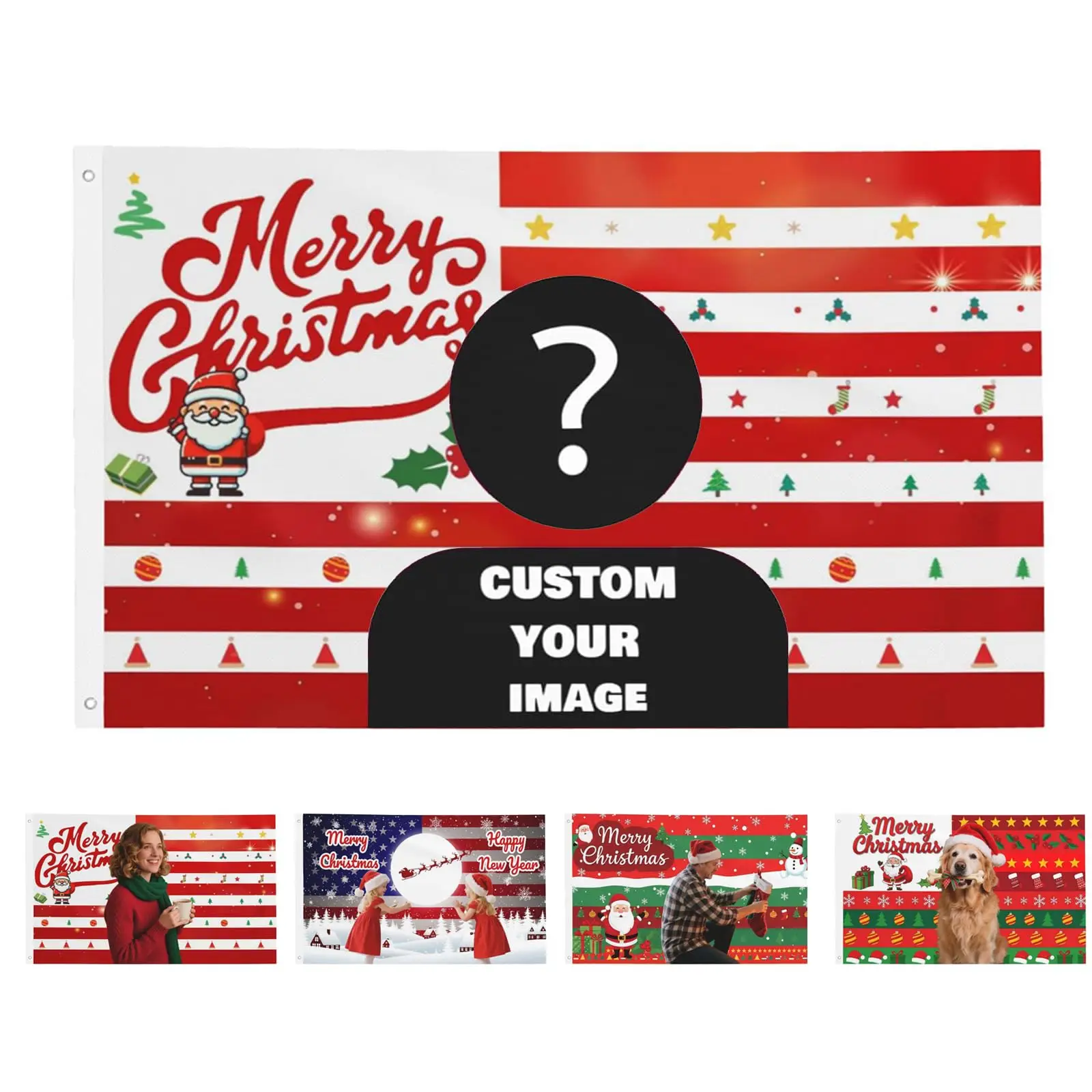 Custom Christmas Flag Personalized Photo Logo Text Outdoor Flag for Christmas Holiday Garden Yard Home Party Decoration