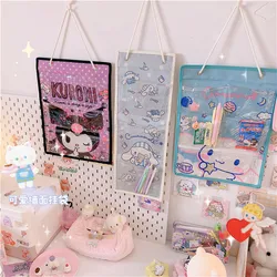 Kawaii Cinnamoroll My Melody Kuromi Girl Heart Fabric Wall Storage Bag Anime Sanrioed Sundries Storage borsa Organizer per camera da letto