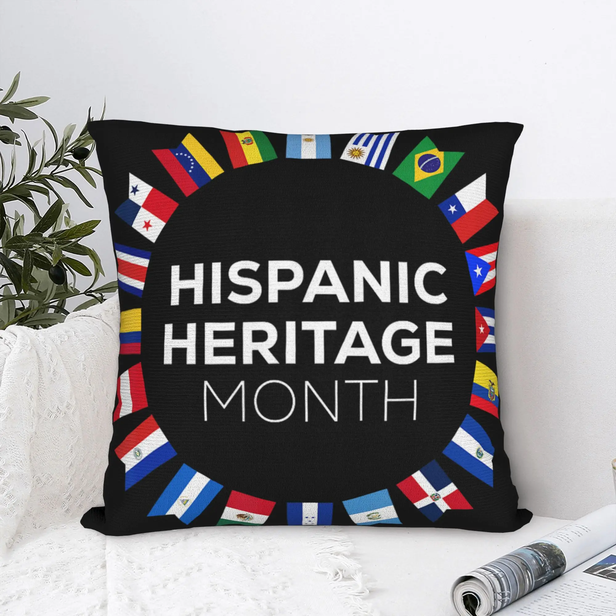 Pillow Cover Hispanic Heritage Month Country Flags Design  Cute Funny Pillow Case For Sofa Bedroom Home Decor Pillowcases