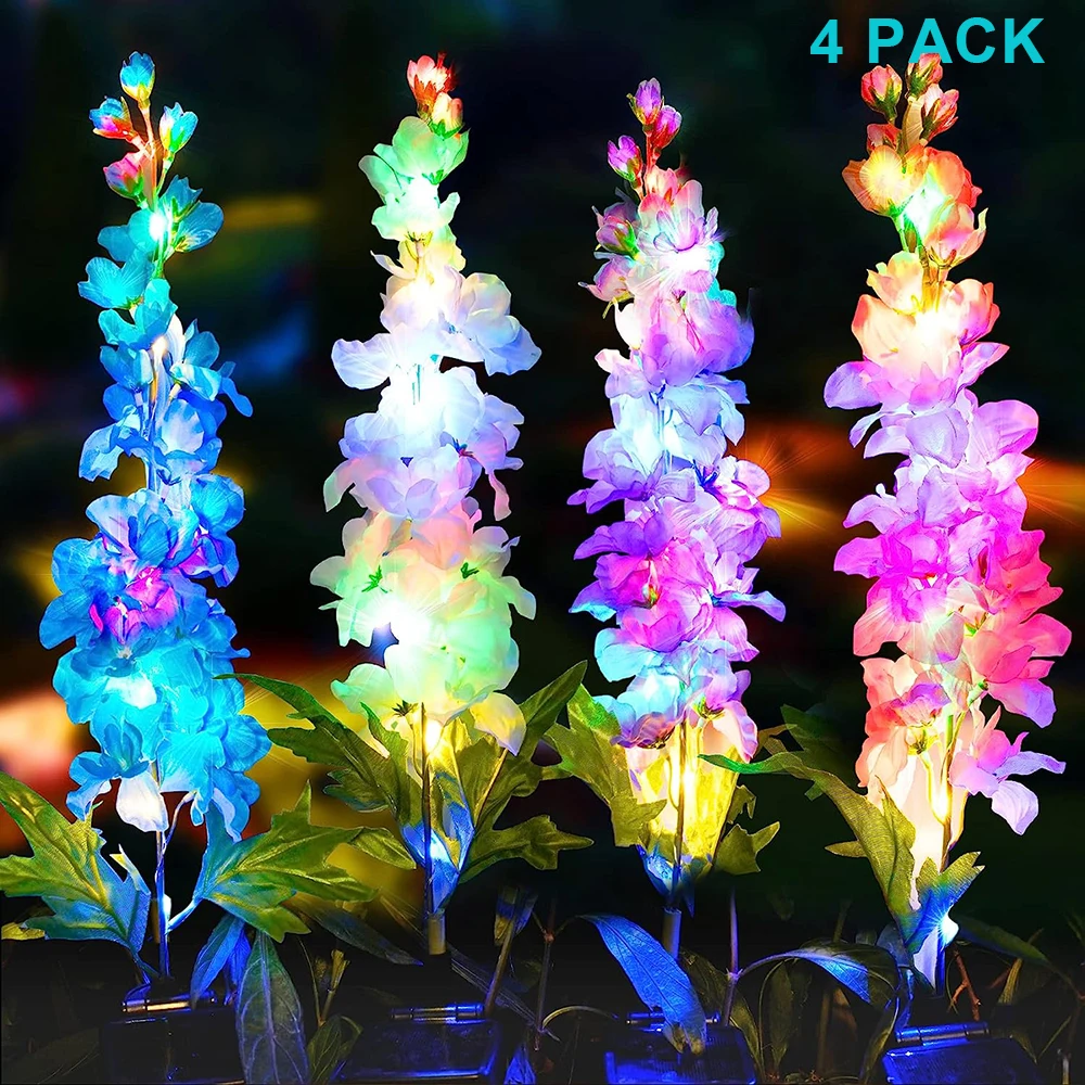 jacinto flores solar jardim luzes 32 leds modos de iluminacao ao ar livre decoracao pack 01