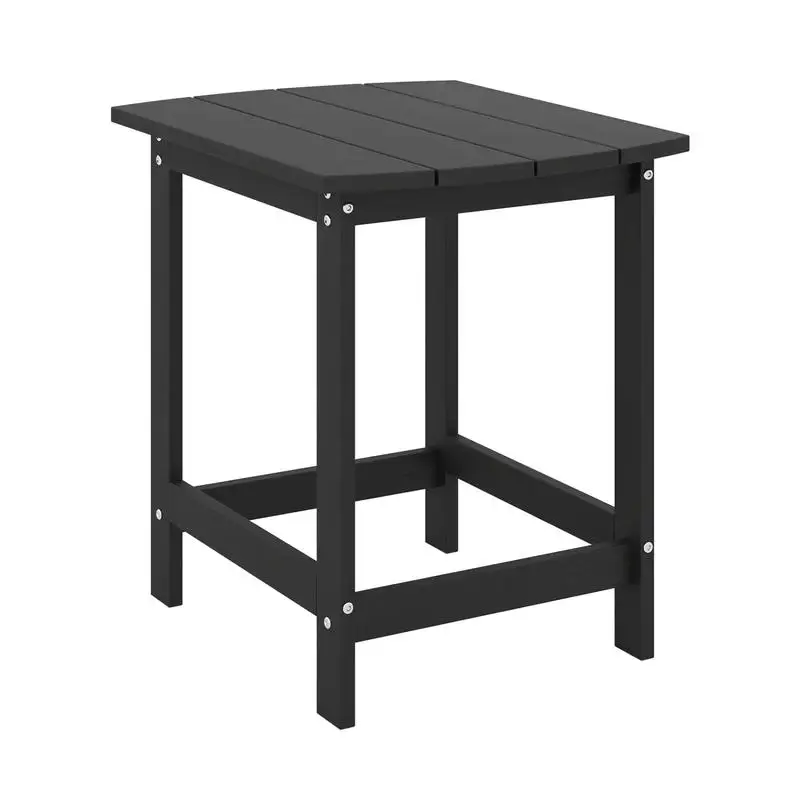 18 Inch Outdoor Side Table, Weather Resistant HDPE End Table for Patio Garden Porch, Matches Adirondack Chairs, Easy Clean Black