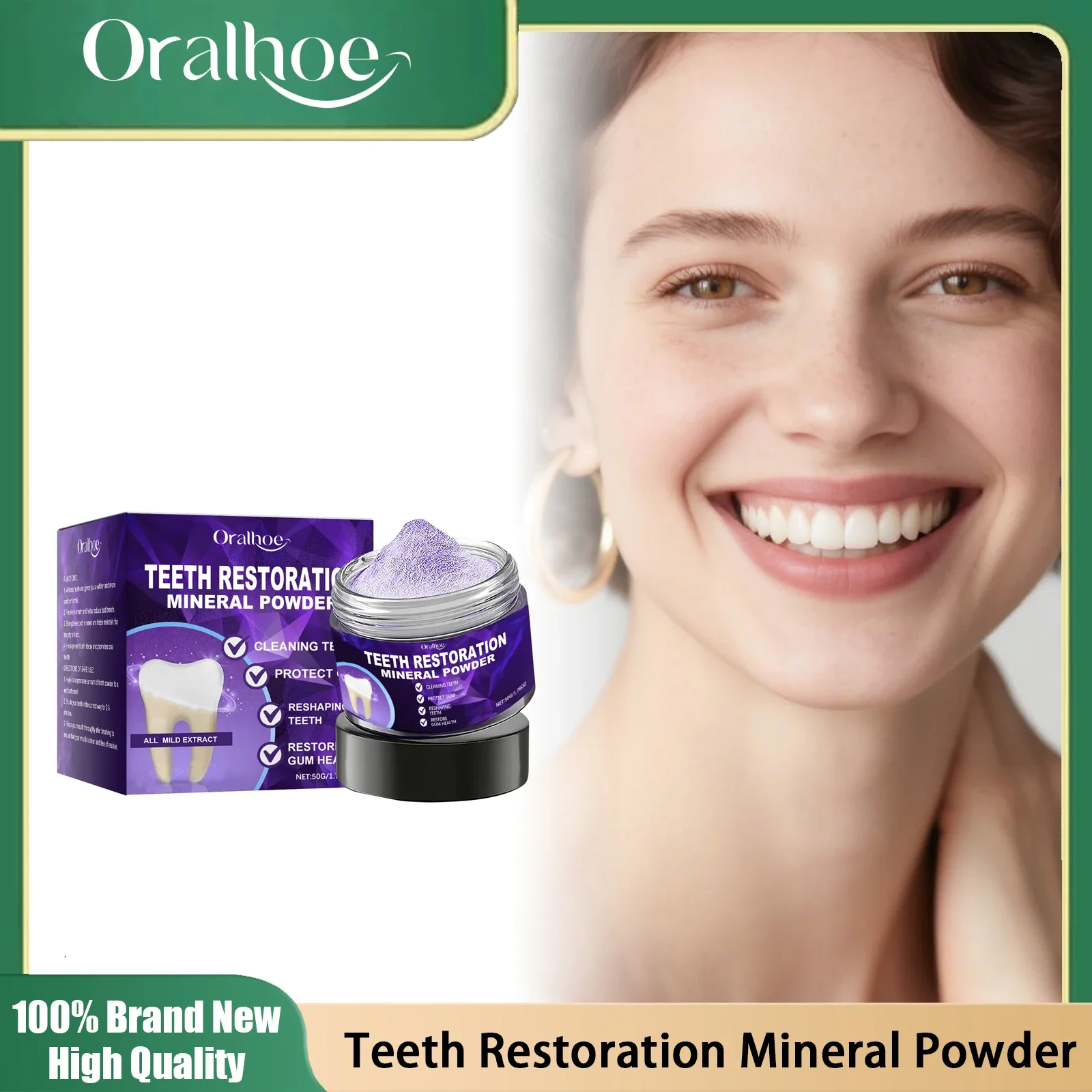 مسحوق تبييض الأسنان الأرجواني إزالة لوحة الأسنان الجير تنظيف تبييض الأسنان استعادة مسحوق معدني العناية بصحة الفم #1