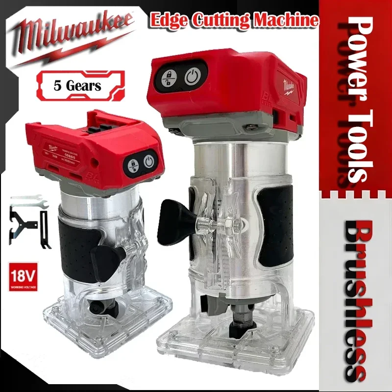Milwaukee Brushless Trimmer Cordless Electric Router Carpenter Milling Engraving Slotting Machine Carpenter Tool for 18v Battery