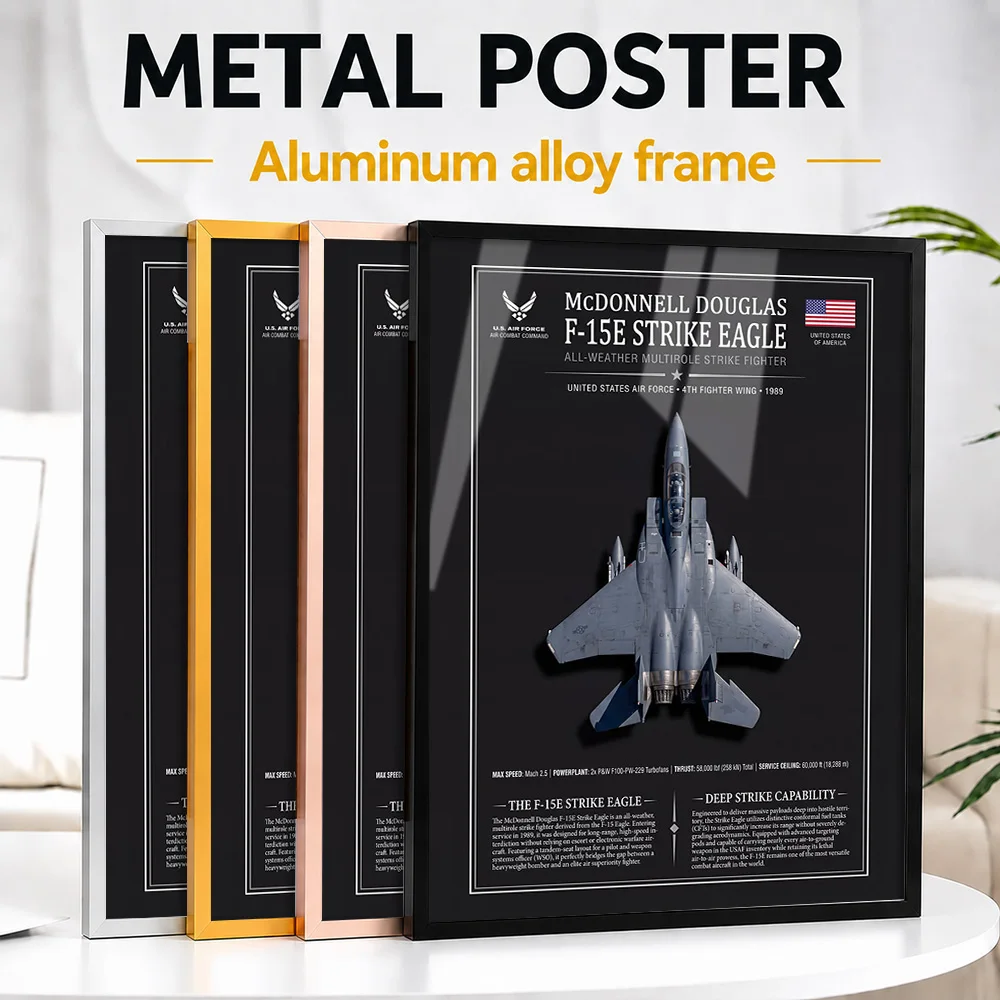 Mcdonnell Douglas F-15E Strike Eagle Framed Metal Print Customized Flight Tribute Wall Art Designed For Office And Pilot Gift