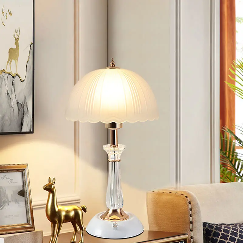 

European bedroom bedside table lamp, modern minimalist creativity, personalized dimming knob switch, glass lamp