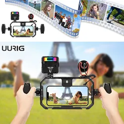 UURIG Handheld Phone Stabilizer Rig for Video Recording Camera Stabilizer with Cold Shoe Mount and Side Handle for iPhone HUAWEI