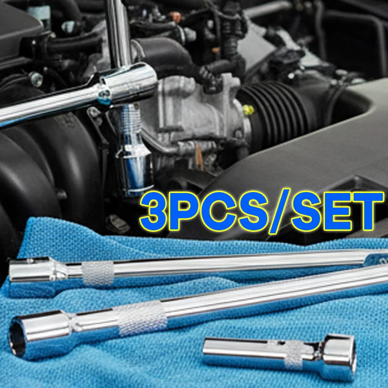 

Socket Extension Rod Set Chrome Plated Steel Socket Ratchet Extension Rod 50/100/150/250mm Ratchet Socket Extender Hand Tool