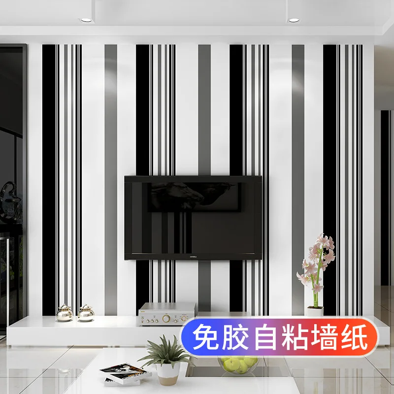 أسود أبيض رمادي ورق حائط ذاتي اللصق سميك غير منسوج ملصقات جدار للمنزل غرفة نوم غرفة المعيشة خلفية التلفزيون ذاتية اللصق #2