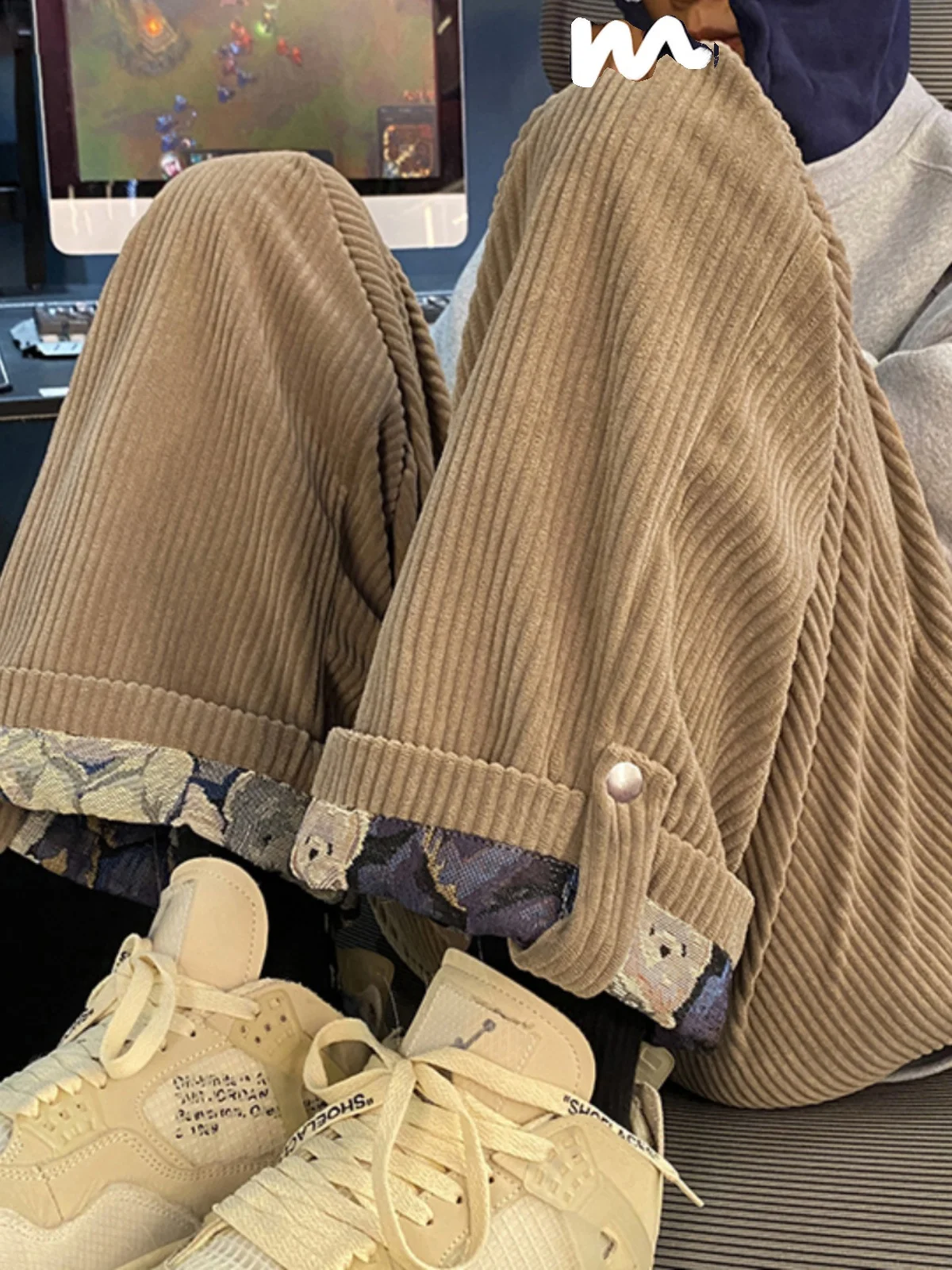 خمر سروال قصير بني الرجال طويل القامة مستقيم الساق ملابس العمل بنطلون درا يشعر سراويل تقليدية منتصف منخفضة الخصر فضفاضة تناسب #5