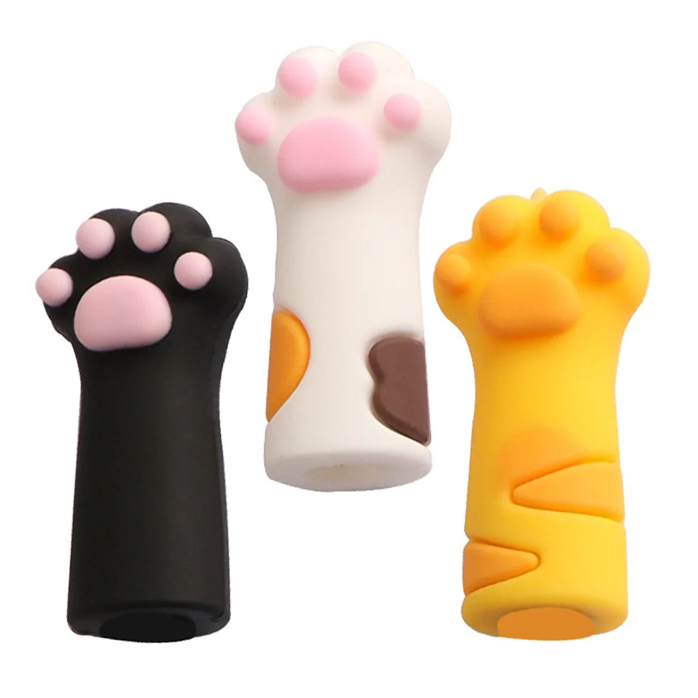 3 Pcs Cat Paw Protector Pedicure Nipper Cover Nail Sleeve Clippers Mini Scissors PVC Tweezers Cap Tool