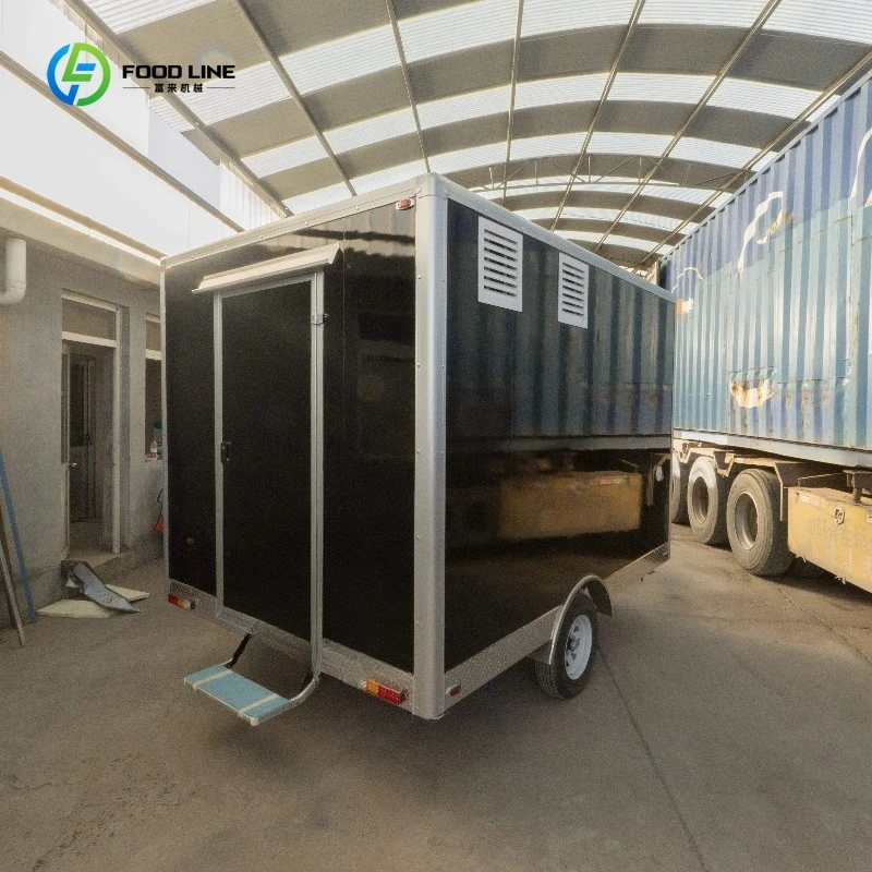 

One Axle Black Food Trailer Mobile Food Truck Food Cart with Two Wheel Sinks Range Hood