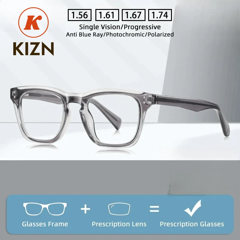 

Очки KIZN для мужчин и женщин: модные квадратные фотохромные очки для коррекции близорукости и дальнозоркости, с защитой от синего света