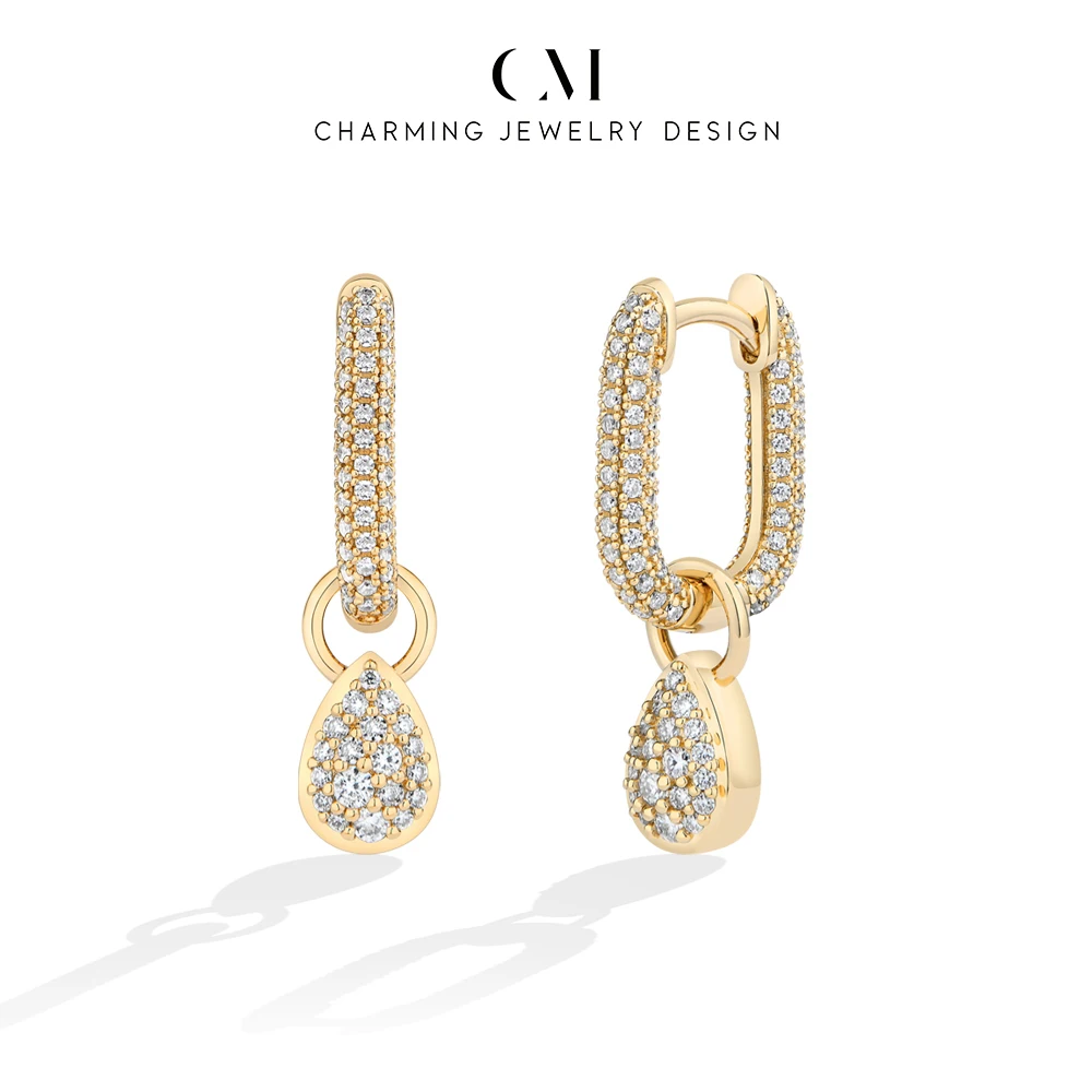 CHARMING 2026 New Sparkling Water drop Moissanite Earrings detachable for Women S925 Daily Party delicate Gift With Certificate