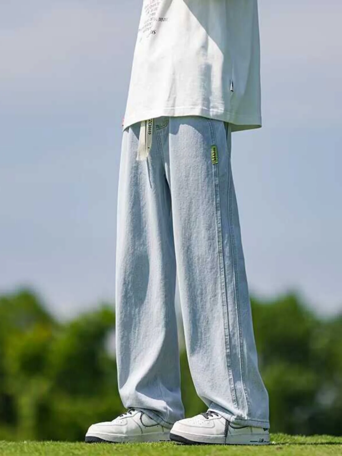 

Мужские повседневные джинсы свободного кроя с широкими штанинами в американском винтажном стиле, прямой крой, износостойкие, молодежный стиль