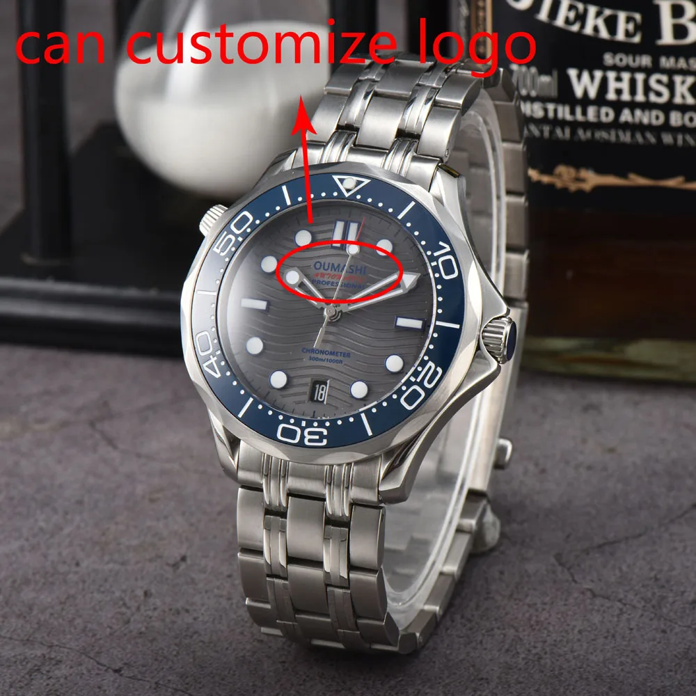 남성용 42mm 고급 시계, NH35 오토매틱 무브먼트, 사파이어 크리스탈 케이스, 6시 방향 날짜 표시, 로고 맞춤 제작 가능