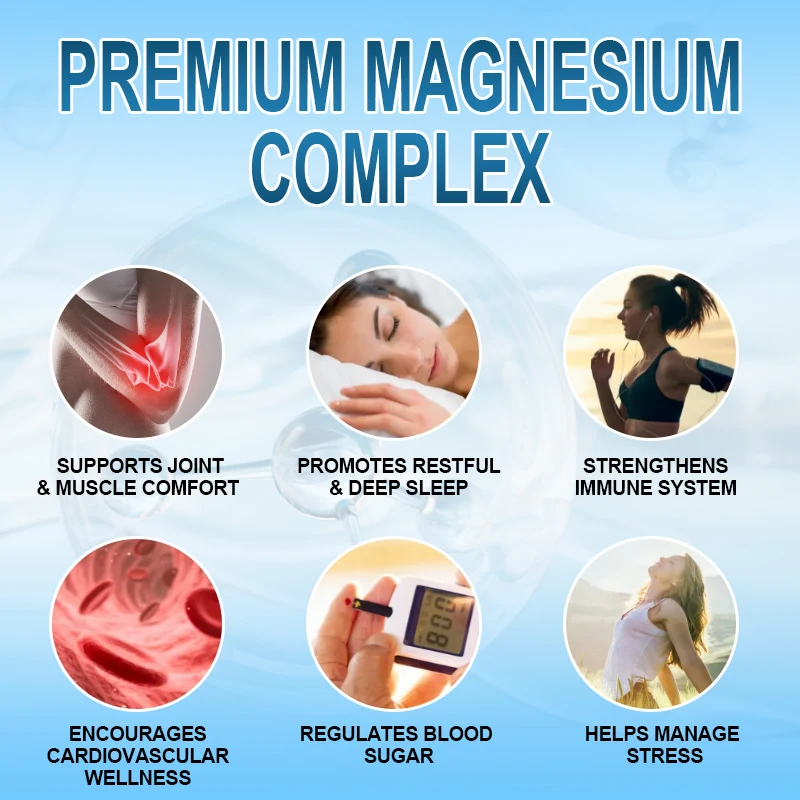 BBEEAAUU Magnesium Capsule Free Stress Muscle Nerve Health Good Mood Brain Bones,Joint and Cardiovascular Health