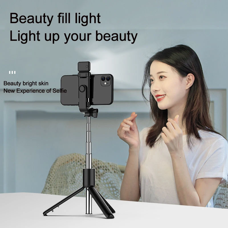 Wireless Bluetooth Selfie Stick Foldable Tripod with Fill Light Shutter Remote Control for  Android Smartphones Handheld Gimbal