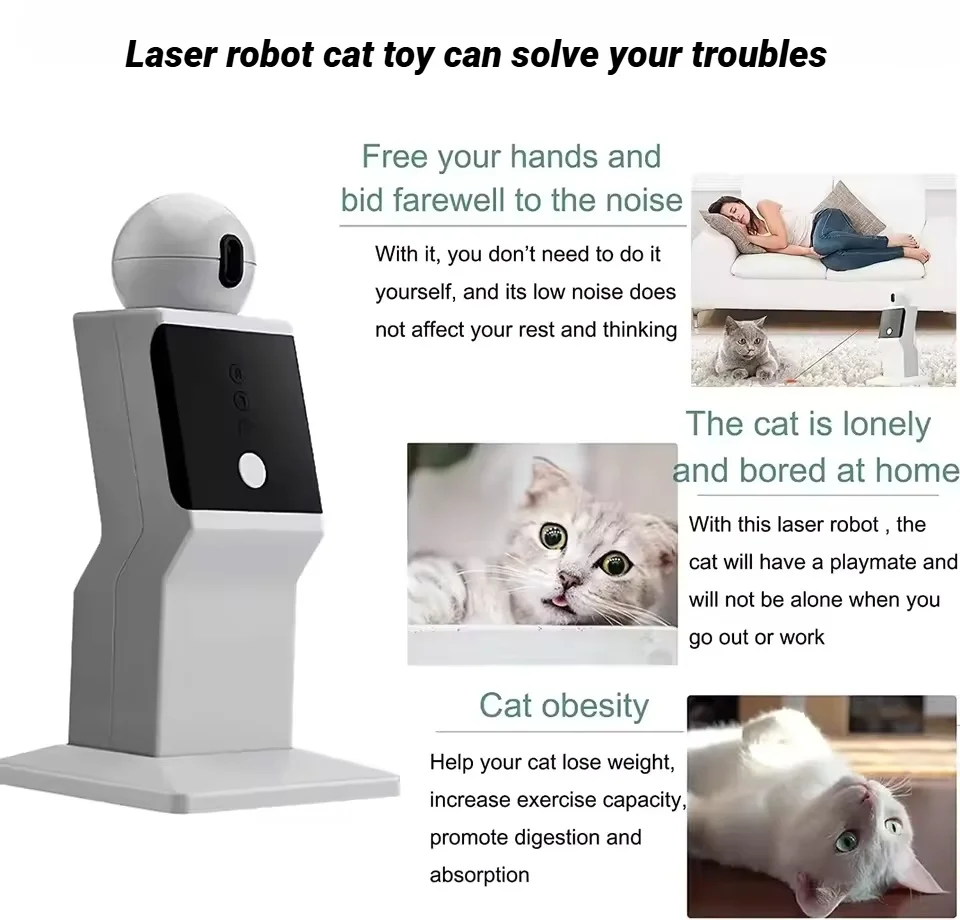 Pet Cats Toys Smart Robot Laser Cat Teaser Laser Cat Toy Intelligent Play Companion Cat Puzzle Toy Suit For Cat Cat Games