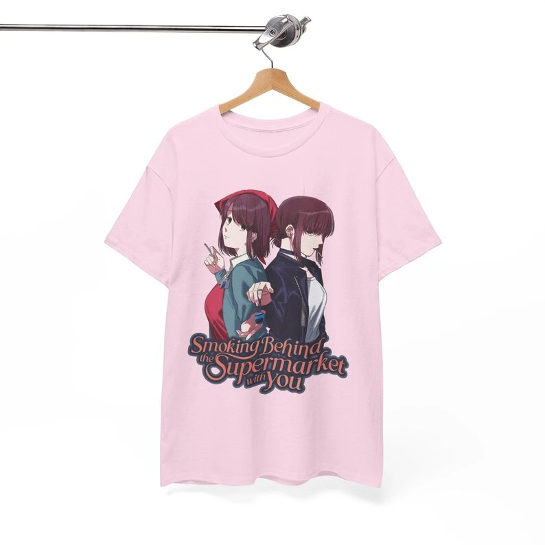 Smoking Behind the Supermarket with You T-shirt Vintage Loose Oversized Unisex Print T-shirts for Men Women Fashion Hip Hop soft