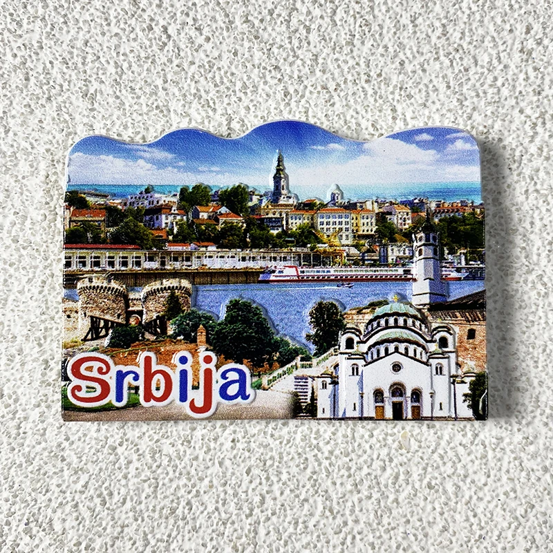 Serbian architectural landmark cultural tourism souvenirs home decoration stereo magnetic refrigerator