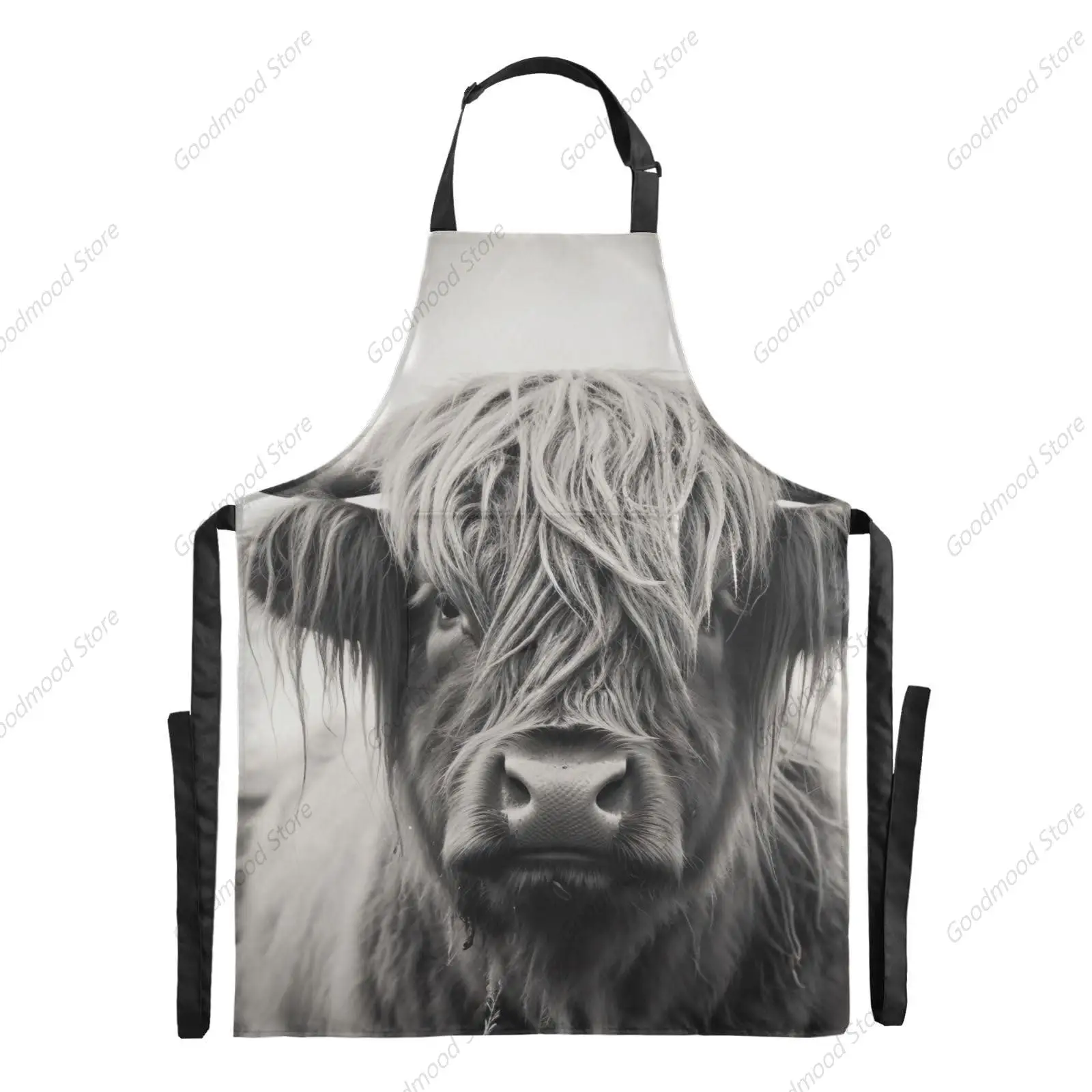 Highland Cow Apron Larger Size Cooking kitchen Baking Unisex Aprons, Aprons for Women with Pockets