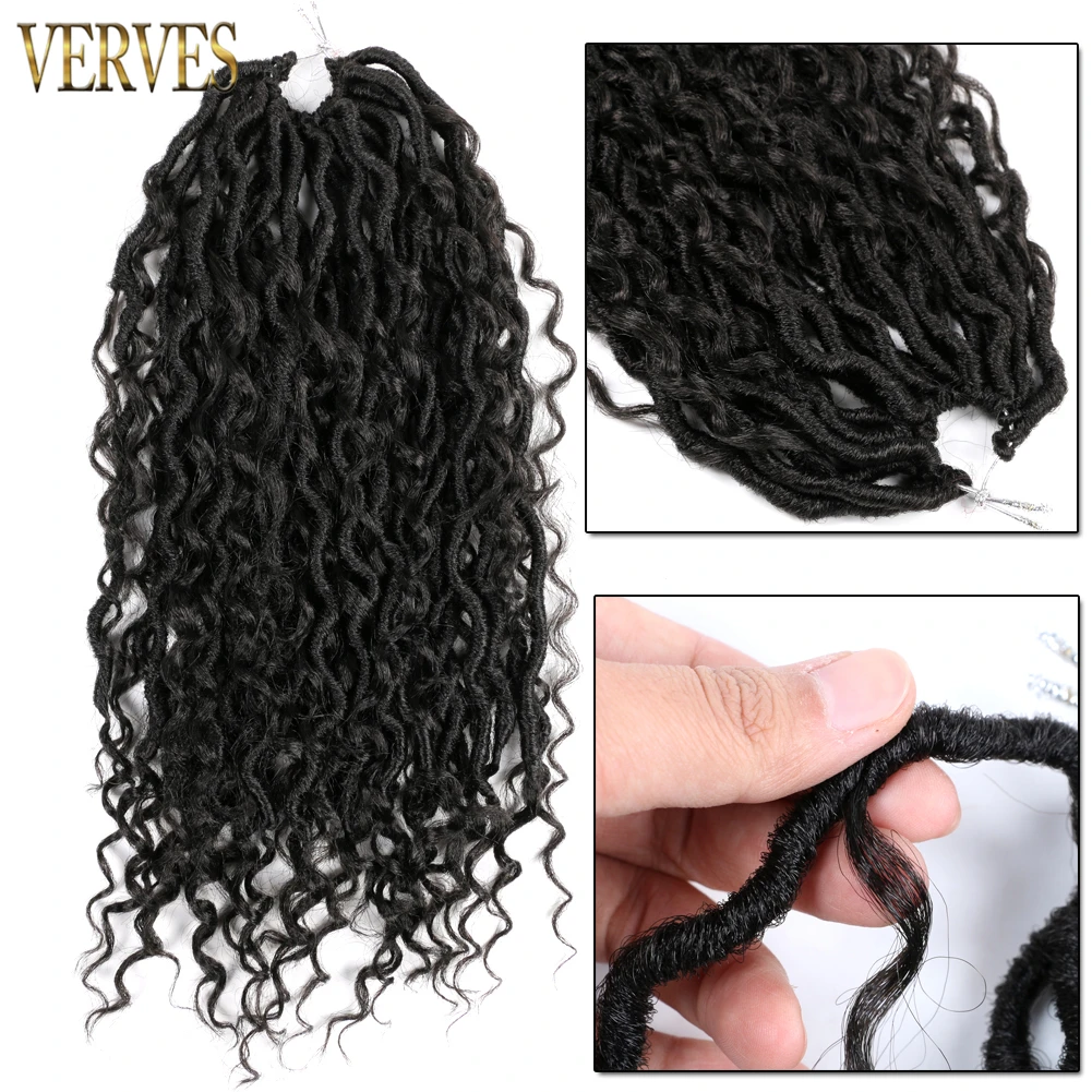 Sintético Rio Curl Locs Crochet extensões de cabelo, Black Ombre Tranças, Cabelo ondulado, 14 18 Polegada, Brown Crochet Tranças, Afro Curl Cabelo