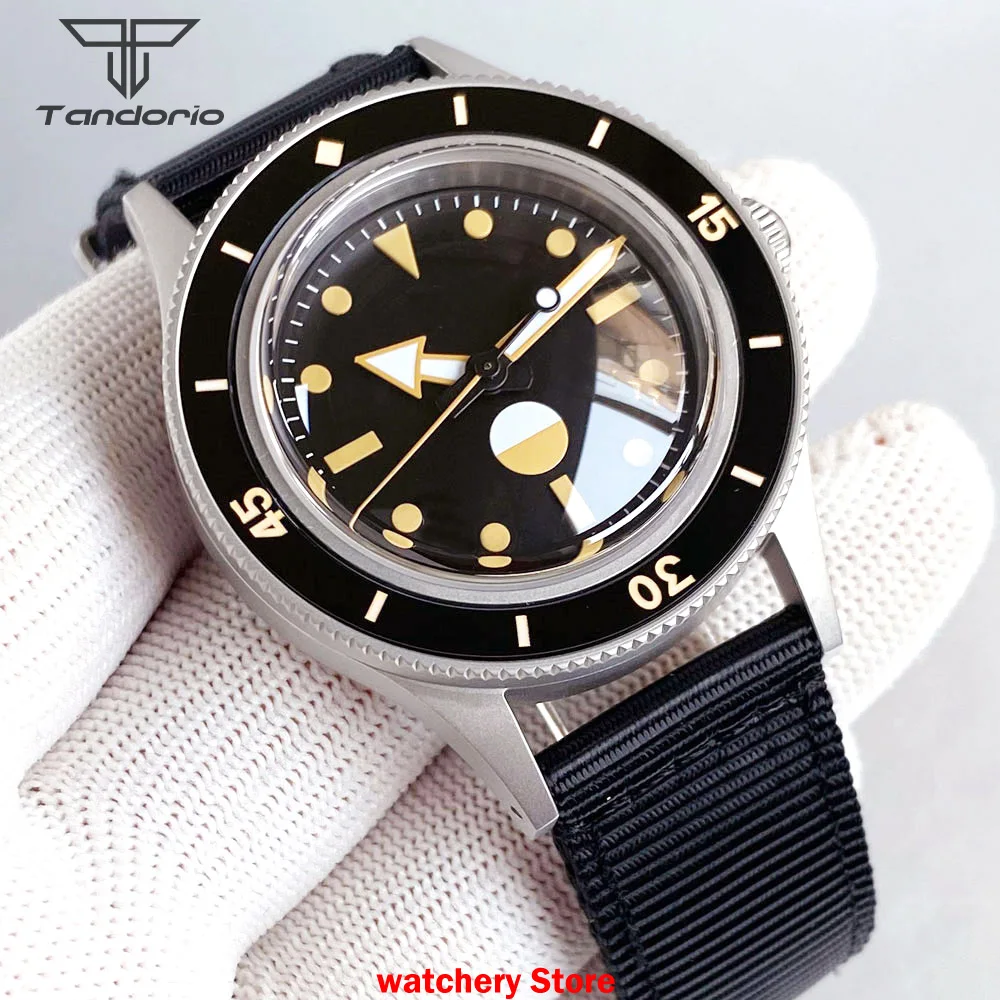 تخصيص 20ATM NH35 حركة 50-Fathoms نمط ساعة للرجال Tandorio قبة الياقوت الزجاج مضيئة الحافة الغوص الميكانيكية