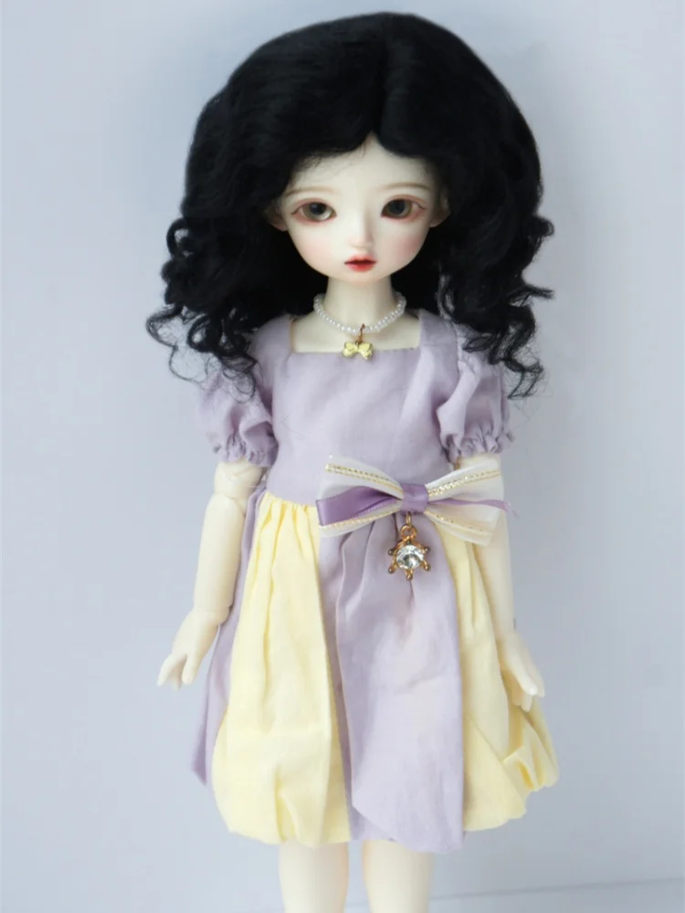 JD039 Mid parting French Curl Mohair Doll Wigs 1/12 1/8 1/6 1/4 1/3 Lati White & Yellow OB11 YOSD MSD SD Doll Accessories