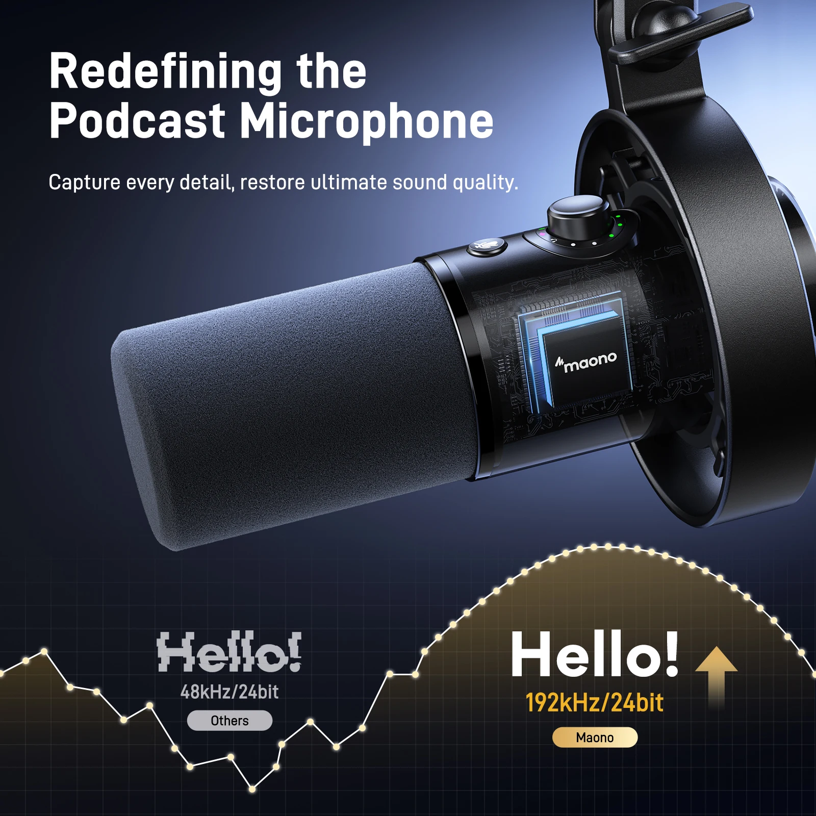Maono PD300X Dynamic Microphone USB/XLR Dual Mode Professional Sound Quality Noise Reduction Recording Podcasting - Image 2