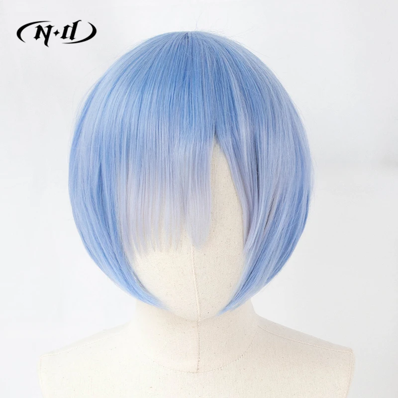 ND 램 렘 코스프레 가발 헤어피스 Re:Zero 애니메이션 코스프레 핑크 블루 헤어 가발 코믹콘 파티 코스어용 내열성 합성 섬유