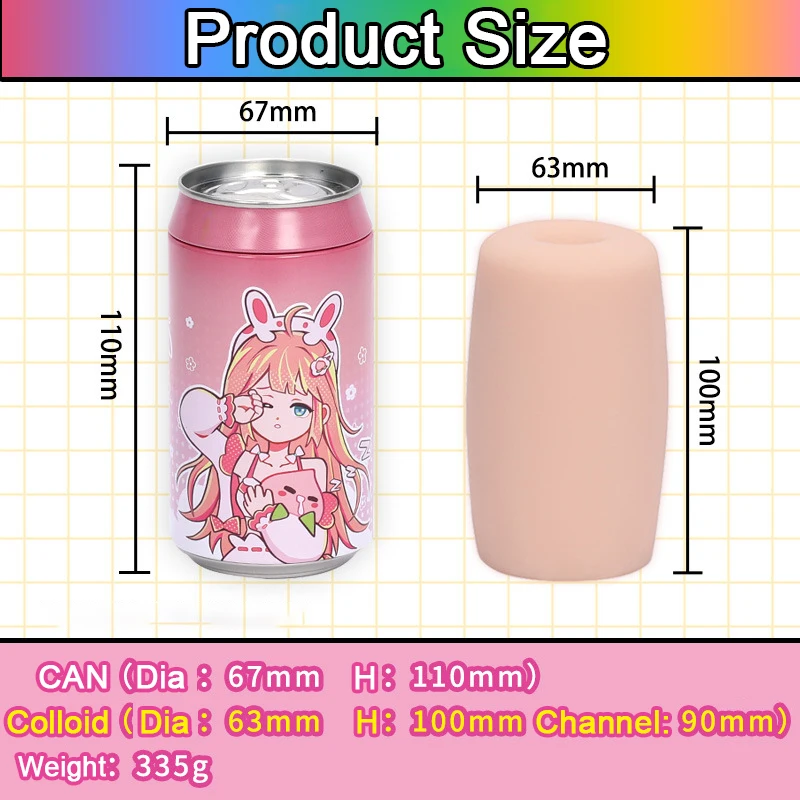 HESEKS 7 Colors Portable Pocket Pussy Canned Lady Anime Masturbation Cup for Men Adult Sex Toys Masturbator 18plus Male Sex Toy