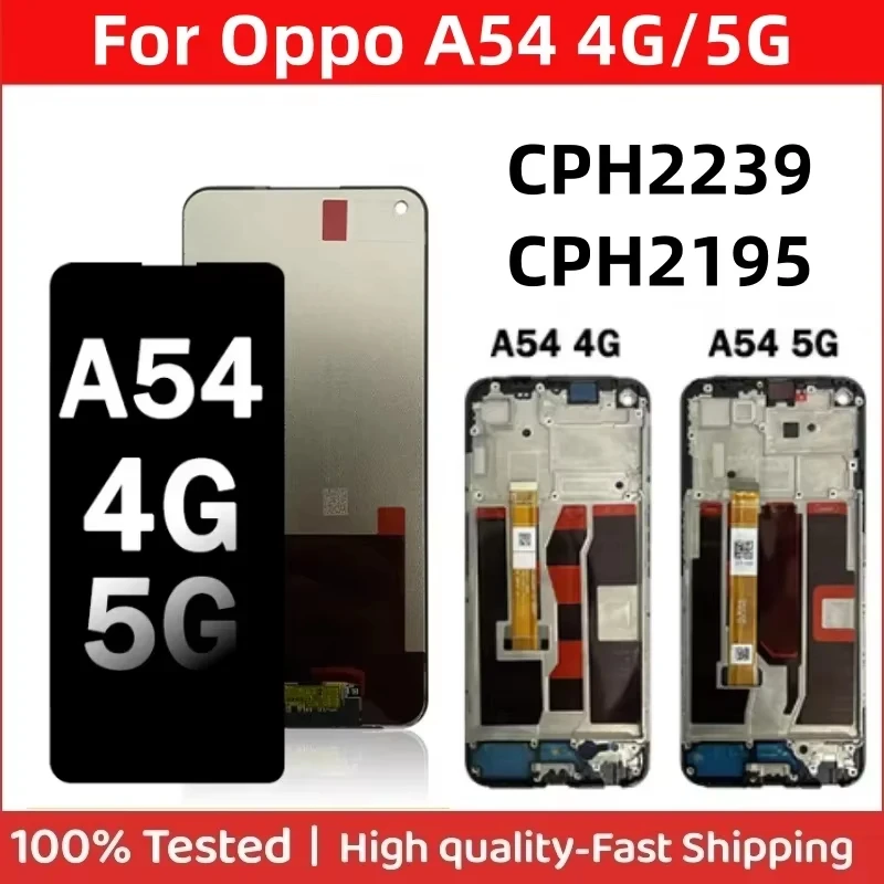 IPS For Oppo A54 4G CPH2239 LCD Display Screen +Touch Panel Digitizer For Oppo A54 5G CPH2195, OPG02 Display Frame  A54 LCD