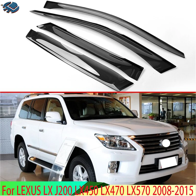 For LEXUS LX J200 LX450 LX470 LX570 2008-2015 Plastic Exterior Visor Vent Shades Window Sun Rain Guard Deflector 4pcs 2009 2012