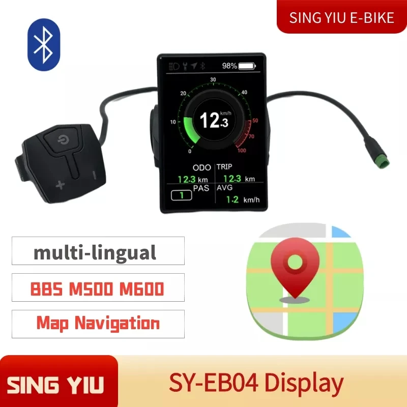 Bafang mid kit bluetooth display map navigation BBS M500 M600 M510 LCD color display multi-language German French UART CAN