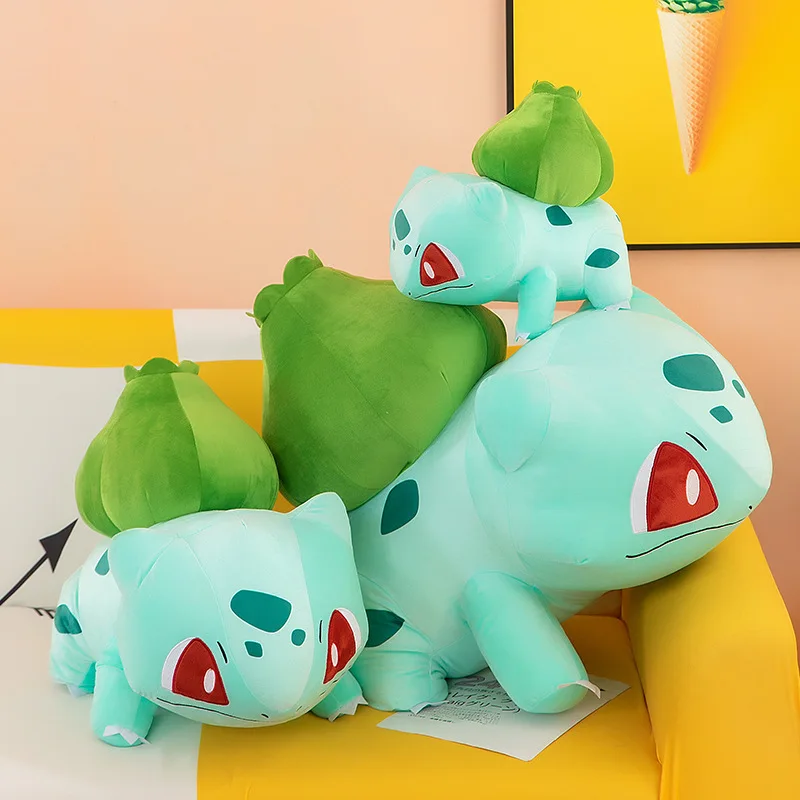 20-60CM Giant Bulbasaur Plush Toy Cartoon Anime Stuffed Doll Cute Soft Throw Pillow Kawaii Home Decor Children's Birthday Gifts