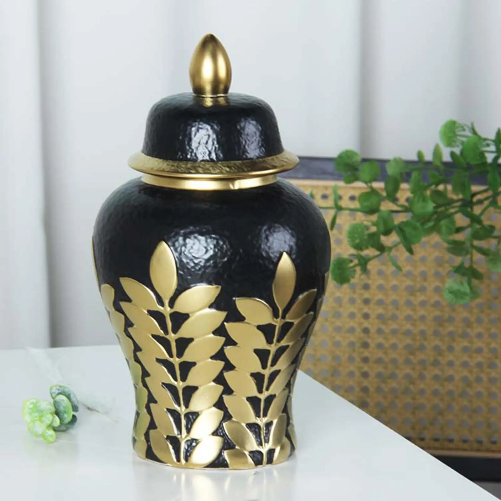 

Ceramic Ginger Jar Birthday Gift Home Decor Multifunctional Storage Container for Dining Room Kitchen Living Room Office Wedding