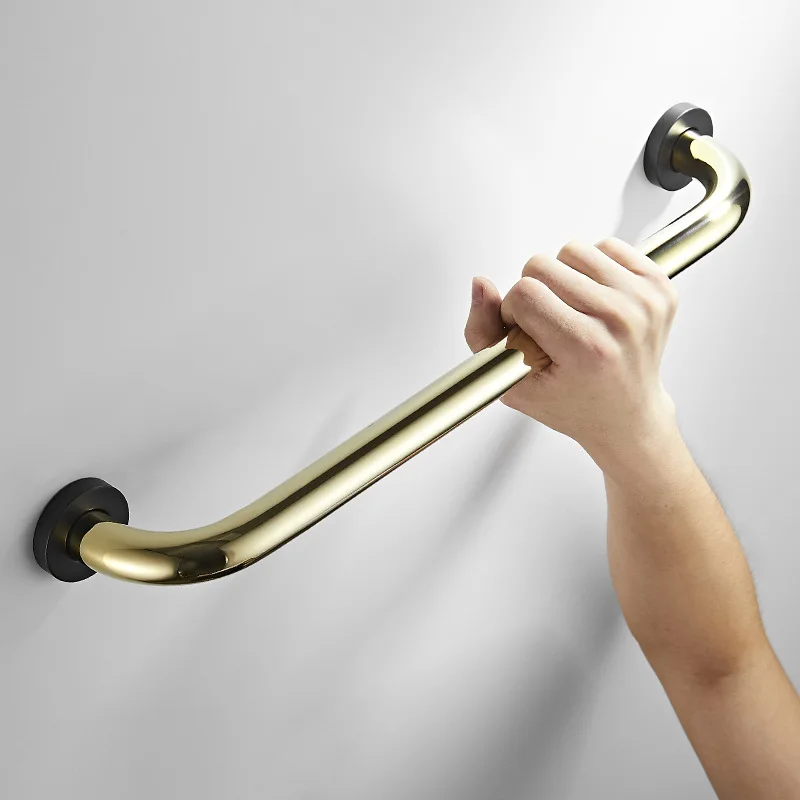 Bathroom Safety Grab Bar with Electroplated Black Gold Surface Perforated Installation Bathroom Safety & Accessories Grab Bars